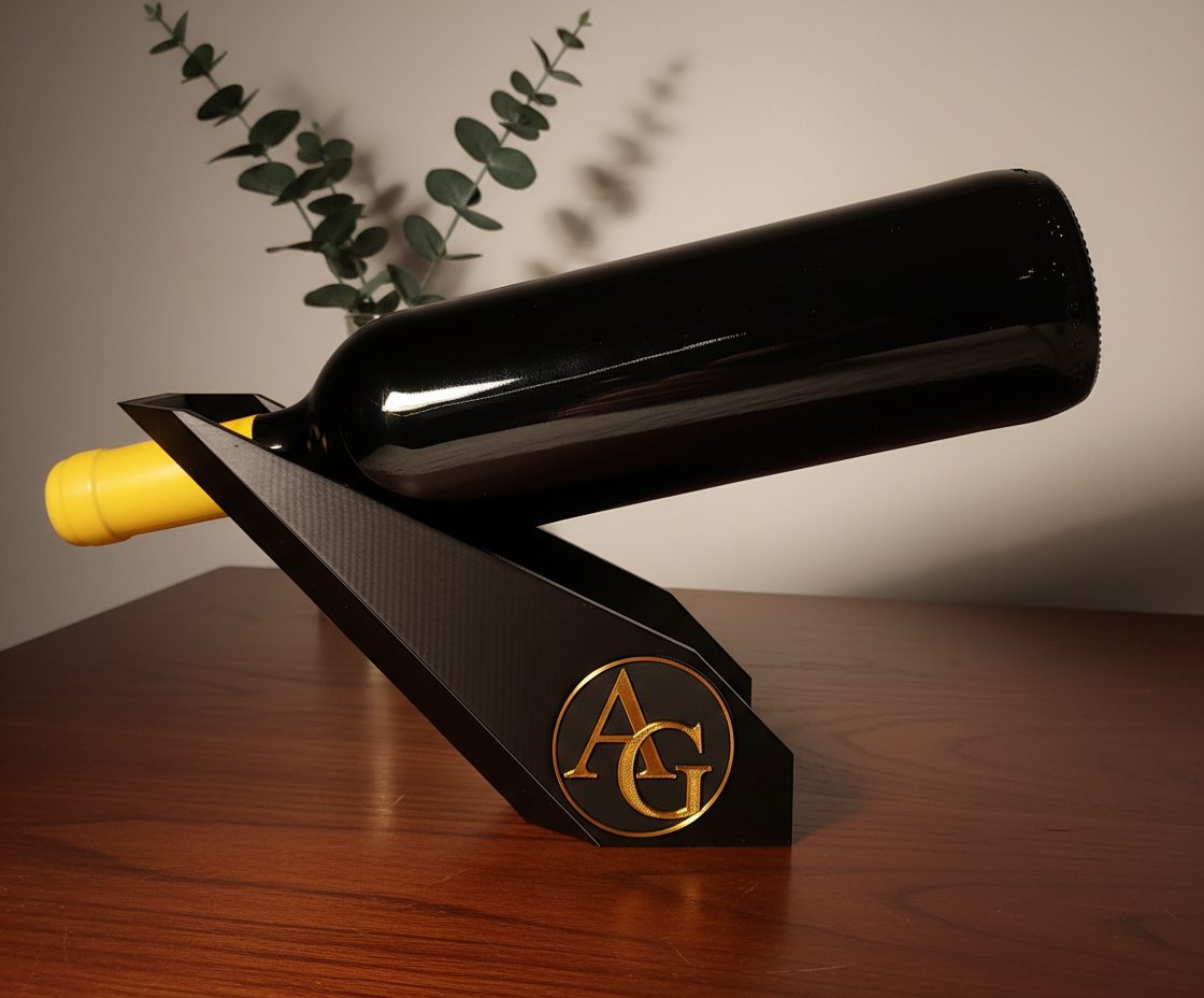 R.J.-Winholder-Weinhalter-mit-Initialen-in-Gold-personalisiert-Gedeckter-Tisch