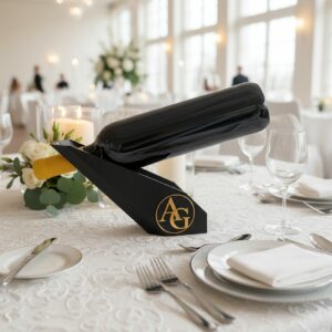 R.J.-Winholder-Weinhalter-mit-Initialen-in-Gold-personalisiert-Gedeckter-Tisch-Hochzeit