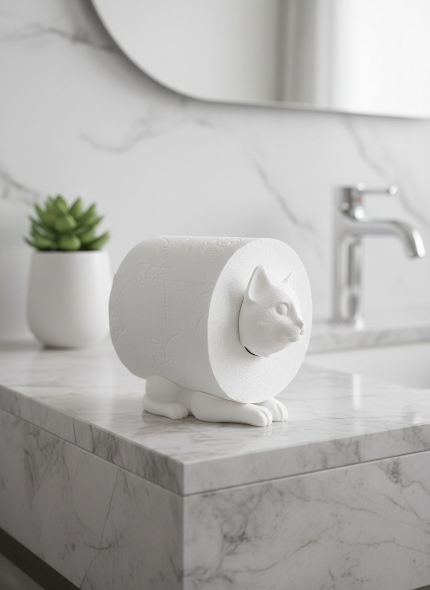 R.J.-Toilettenpapierhalter-Katze-weiß-Gimik-Schaf