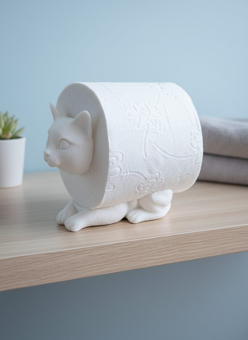 R.J.-Toilettenpapierhalter-Katze-weiß-Gimik-Schaf