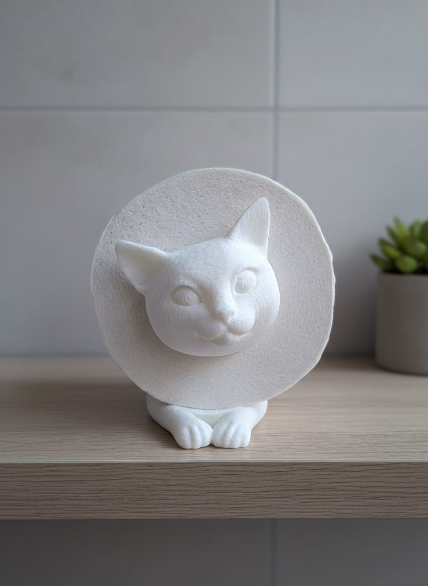 R.J.-Toilettenpapierhalter-Katze-weiß-Gimik