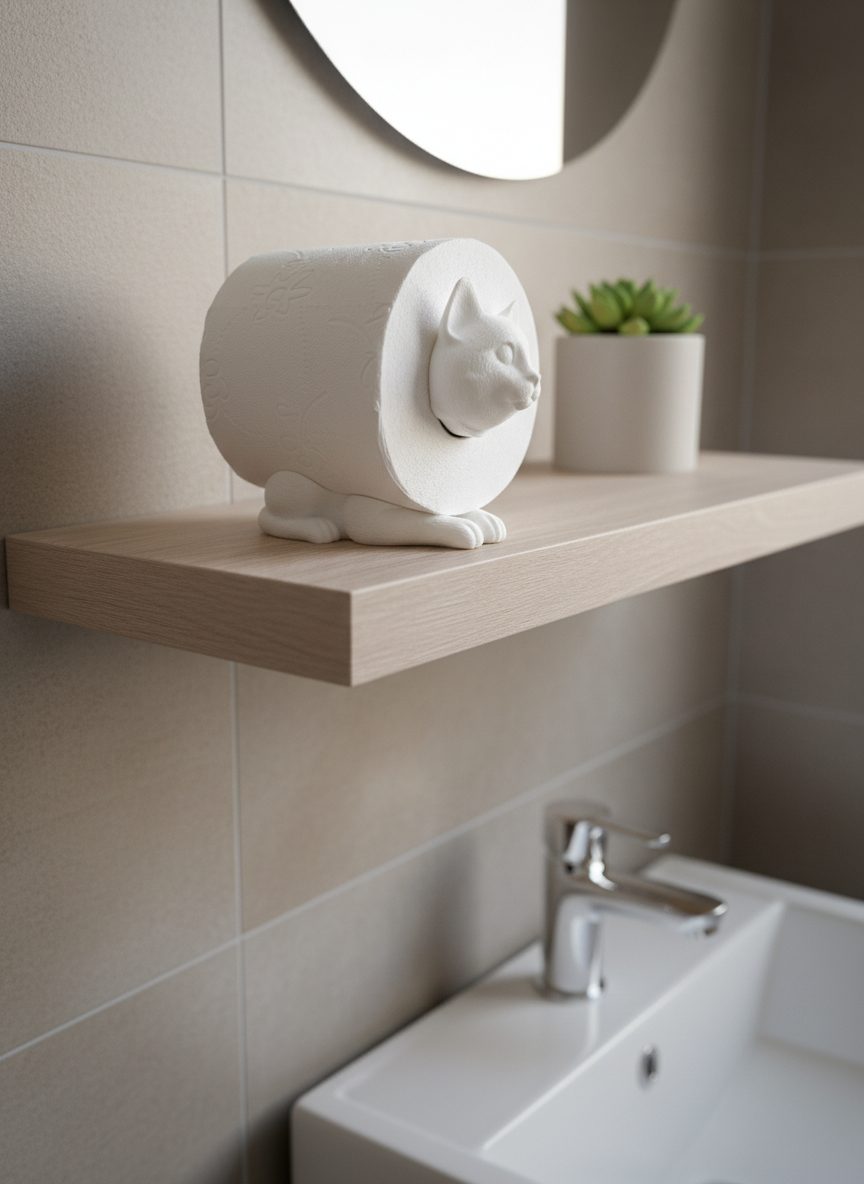 R.J.-Toilettenpapierhalter-Katze-weiß-Gimik-Schaf