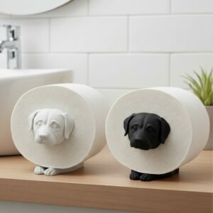 R.J.-Toilettenpapierhalter-Hunde-schwarz-weiß